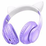 HOCO W42 Violet Raisin – Casque Bluetooth 5.3 avec Oreilles de Chat LED
