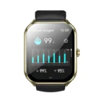 Hoco Y28 noire affichant les données de santé (pouls, sommeil).