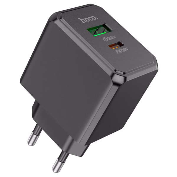 HOCO CS14A - chargeur rapide ocean duel ports PD 20W+QC3.0 (Type-C to Type-C) /(Type-C to Type-IP) - version europeene black