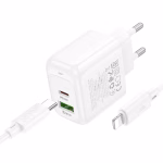 HOCO CS54A - chargeur rapide surplus duel port PD 20W+QC3.0 (C to IP)/ (c to c)- version europeene white – Image 7