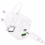 HOCO CS 55A -chargeur rapide surplus PD30W +QC3.0 (C to IP)/(c to c ) - version europeene white – Image 3