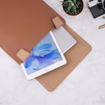 HOCO GT5 - Sacoche d'ordinateur multi-fonction de la série Delight avec support (15,6 pouces) marron - support intégré avec intérieur en microfibre – Image 7