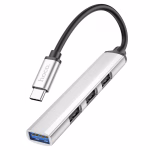 HOCO HB26 - Adaptateur 4 en 1 (Type-C vers USB 3.0 + USB 2.0 * 3) argent – Image 5