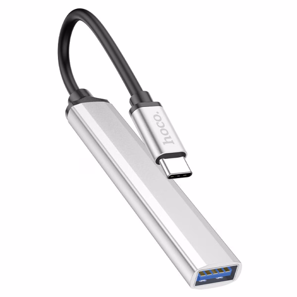 HOCO HB26 - Adaptateur 4 en 1 (Type-C vers USB 3.0 + USB 2.0 * 3) argent