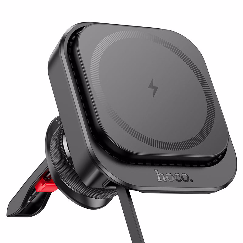 HOCO Algérie DZ - HW23 Might retractable magnetic wireless fast charging car holder(air outlet) black HOCO HW23 - Support de voiture magnétique rétractable sans fil Might (sortie d'air) – Image 1