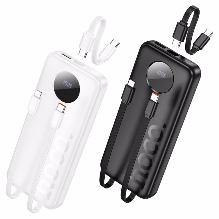 power bank HOCO J132 Sabio blanc et noir avec écran digital et câbles Algérie