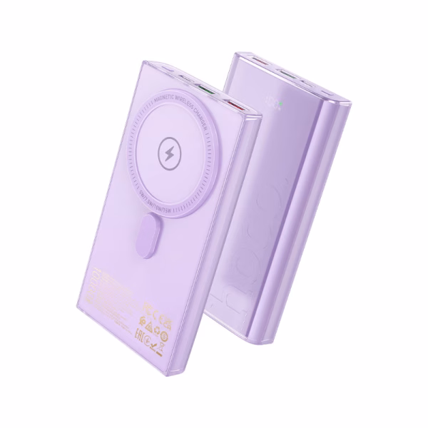 HOCO Q22 - Batterie externe magnétique Taurus 22,5 W + PD20 W (10 000 mAh) violet - , entièrement compatible, avec affichage numérique