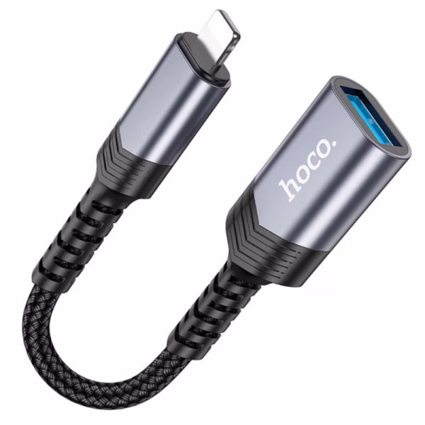 HOCO UA24 - Convertisseur  iP mâle vers USB femelle 2.0 Gris métal