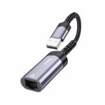HOCO UA26 - Adaptateur Ethernet USB-A vers RJ45 (1000 Mbps) Gris métal