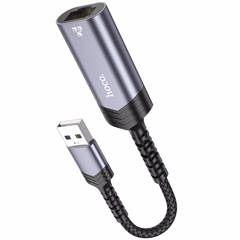 HOCO UA26 - Adaptateur Ethernet USB-A vers RJ45 (1000 Mbps) Gris métal - Hoco Algérie