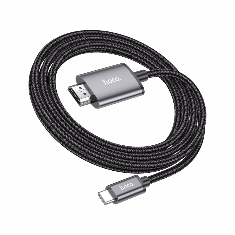 HOCO Algérie DZ - UA27 HD on-screen cable Type C to HDTV metal gray (12) HOCO UA27 - Câble d'écran HD IP vers HDTV /Type C vers HDTV Gris métallisé – Image 1