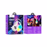 HOCO W109 Rich, casque filaire de jeu  effet d'éclairage RVB au niveau des écouteurs et du serre-tête, cache-oreilles en cuir – Image 5