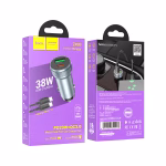 HOCO Z49B - Chargeur de voiture PD+QC 38W single / Set  (1C1A) Gris métal – Image 10