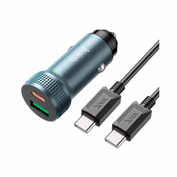 HOCO Z49B - Chargeur de voiture PD+QC 38W single / Set  (1C1A) Gris métal