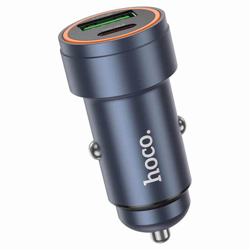 Hoco Z57A – Chargeur voiture rapide Glorious PD 30W + QC3.0 metal grey – Double puissance, charge intelligente et design élégant - Hoco Algérie