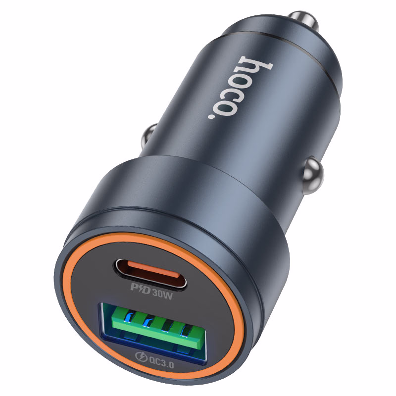 Hoco Z57A – Chargeur voiture rapide Glorious PD 30W + QC3.0 metal grey – Double puissance, charge intelligente et design élégant - Hoco Algérie