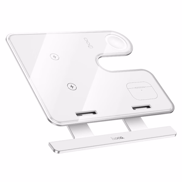HOCO CQ19 Falcon – Station de charge sans fil rapide 3-en-1 verticale - Puissance, design et organisation élégante