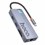 HOCO HB52 Wow – Hub multifonction 8-en-1 (HDTV + RJ45 + SD/TF + PD + Type-C 3.0 + USB 3.0×2) - Polyvalence, vitesse et élégance réunies