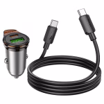 HOCO NZ16A Rigorous – Chargeur de voiture double port 43W PD25W + QC3.0 avec câble (C to C) - Deux ports, une puissance exceptionnelle – Image 3