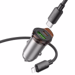 HOCO NZ16A Rigorous – Chargeur de voiture double port 43W PD25W + QC3.0 avec câble (C to IP) - Deux ports, une puissance exceptionnelle – Image 4
