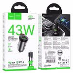 HOCO NZ16A Rigorous – Chargeur de voiture double port 43W PD25W + QC3.0 avec câble (C to IP) - Deux ports, une puissance exceptionnelle – Image 5