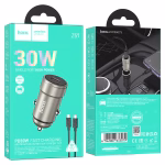 HOCO Z57 – Chargeur voiture rapide Glorious PD 30W avec câble (Type-C to iPhone) – Design compact, puissance maximale – Image 6