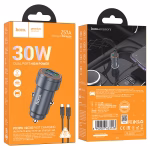 HOCO Z57A – Chargeur voiture rapide Glorious PD 30W + QC3.0 (C to iPhone) – Double puissance, charge intelligente et design élégant – Image 5