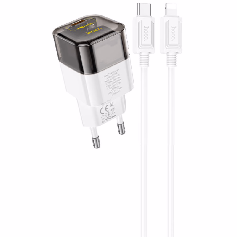 HOCO C125A Transparent Tribute – Chargeur mural PD 20W transparent avec Set / Single (version EU) - Transparence, style et performance réunis - Hoco Algérie