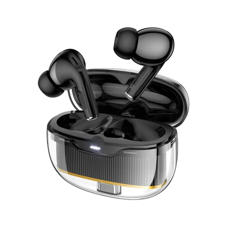 Écouteurs sans fil noirs Hoco boitier ouvert