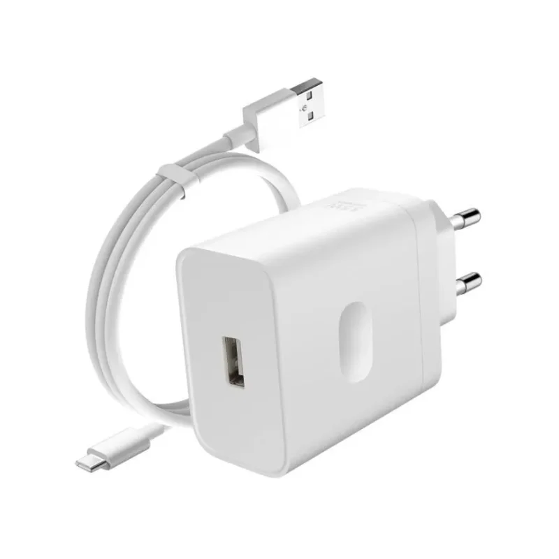 Adaptateur secteur Oppo 33W SuperVOOC et son câble de charge rapide 4A original.