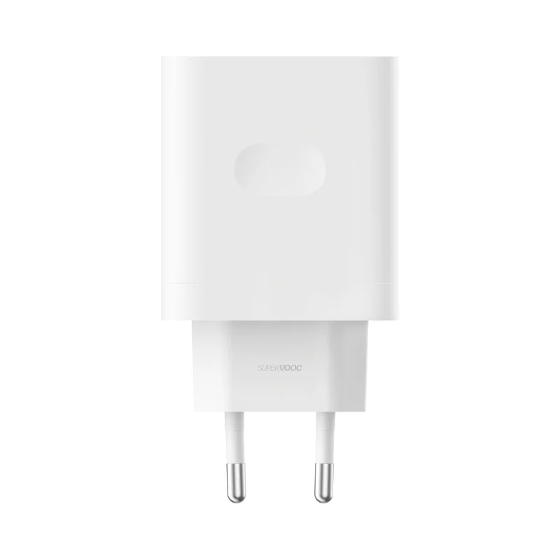 Chargeur Oppo 45W chargeur Oppo 45W SuperVOOC original, adaptateur secteur blanc charge rapide.