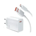 Chargeur Xiaomi 33W original blanc avec câble USB-A vers USB-C pour charge rapide Redmi.