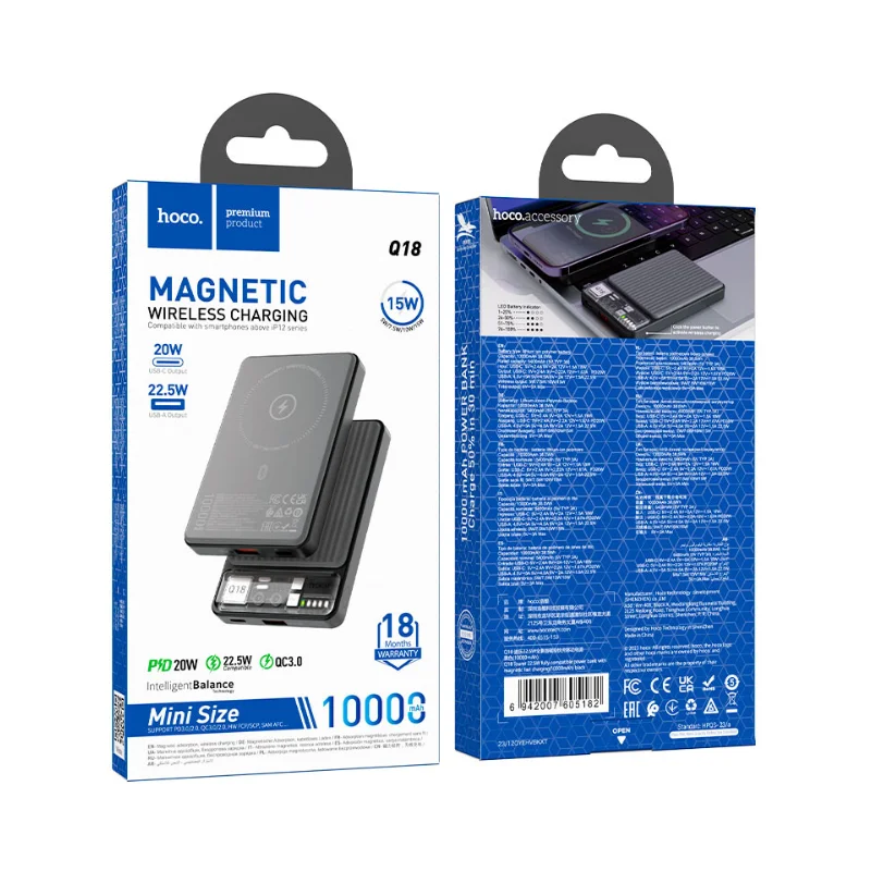 HOCO Q18 - Power Bank Magnétique MagSafe 10000mAh Charge Rapide 22.5W ...