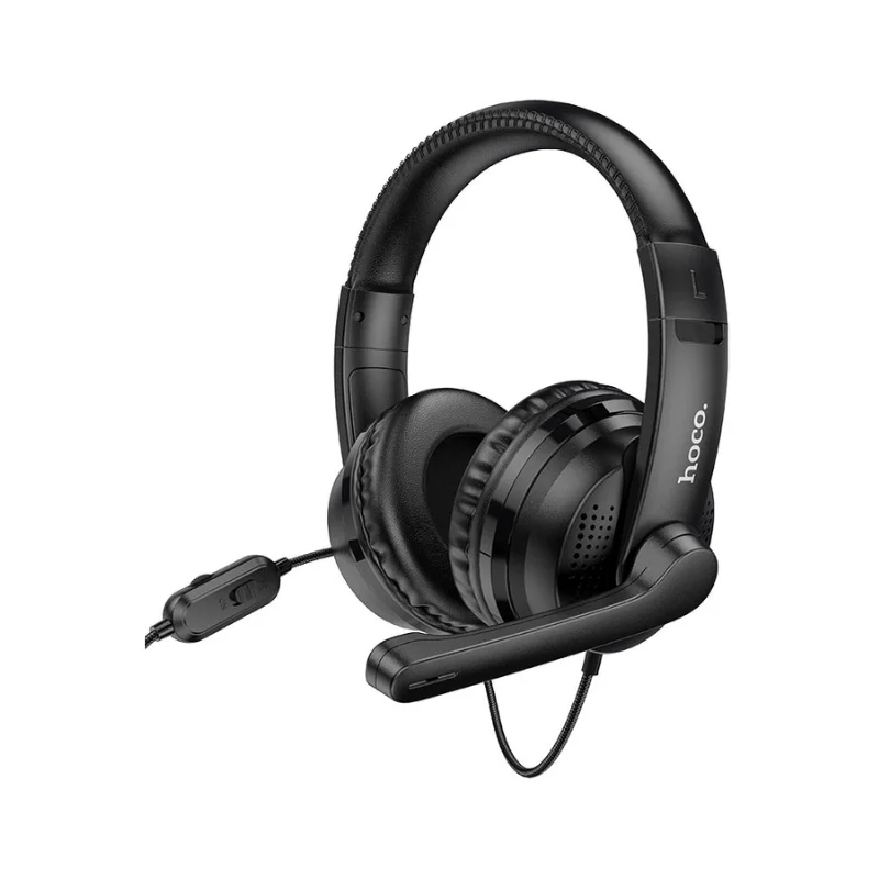 Casque Gaming HOCO W103 filaire noir avec microphone omnidirectionnel Jack 3.5 mm