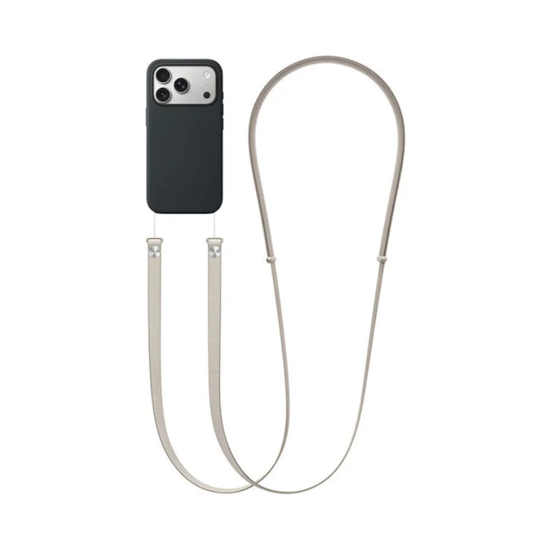 Porte téléphone HOCO GH11 beige avec smartphone en bandoulière