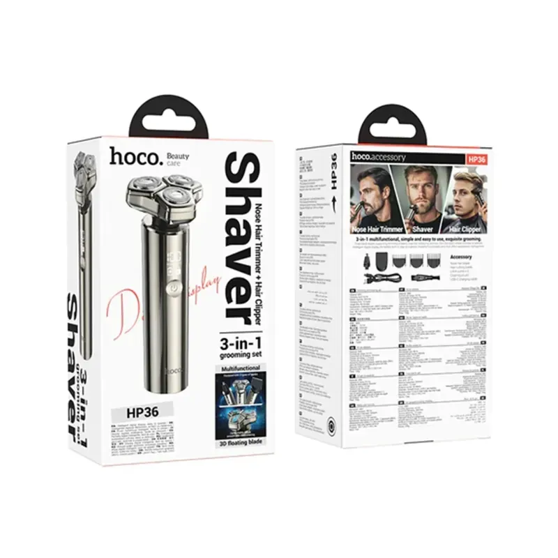 Hoco HP36 – Kit de soin 3-en-1 avec rasoir, tondeuse et accessoire nasal pour un usage quotidien et professionnel - Hoco Algérie Hoco HP36 – Kit de soin 3-en-1 avec rasoir, tondeuse et accessoire nasal pour un usage quotidien et professionnel - Hoco Algérie