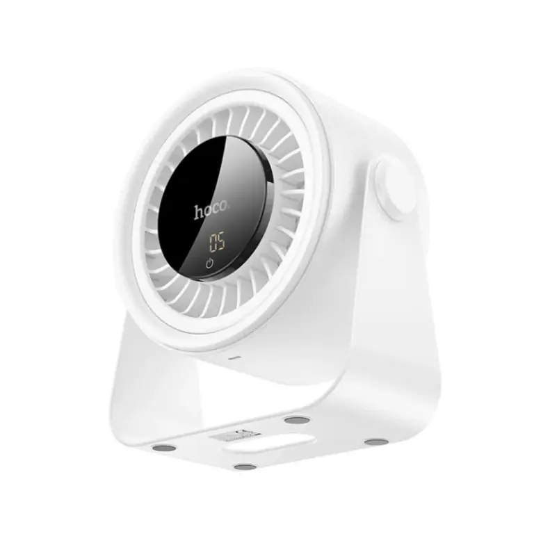HOCO HX66 - Ventilateur rechargable avec suport et fixation mural et ecran numérique tactile