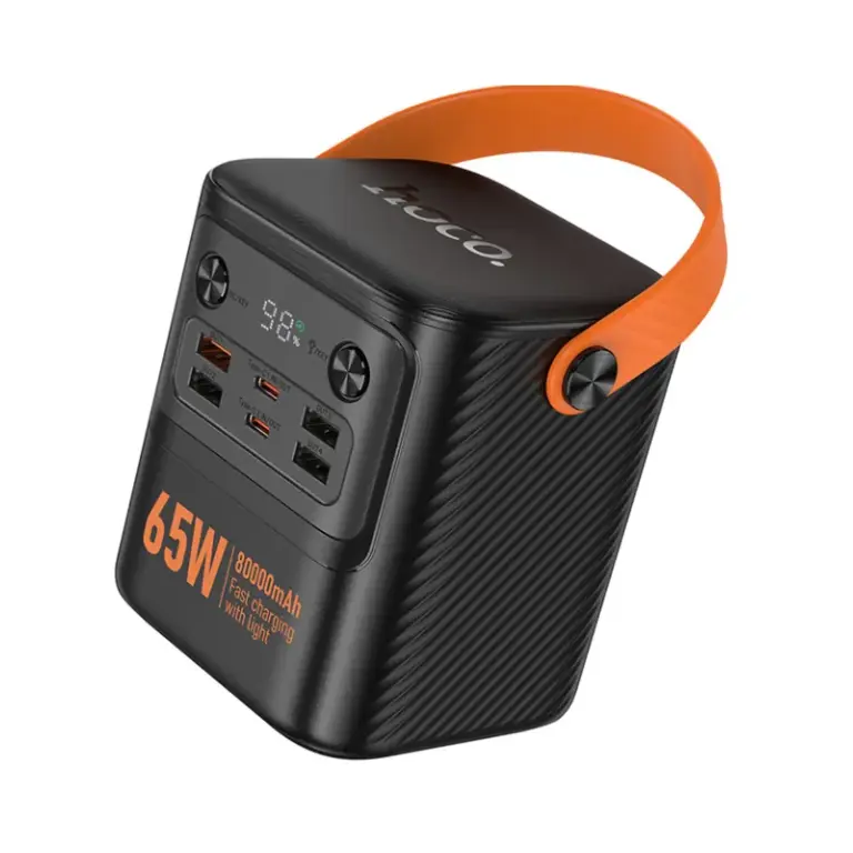 HOCO J152 Pro - Power Bank ultra-puissante avec 6 ports, écran LED et lampe réglable intégrée