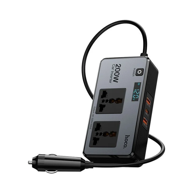 hoco-z66-convertisseur-allume-cigare-voiture HOCO Z66 New 2-socket universal(PD66W/1C2A) car inverter – Image 1