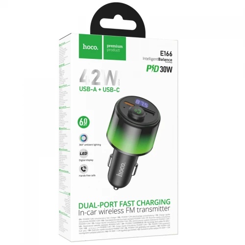HOCO E166 Path – Chargeur Voiture PD 42W + Modulateur FM Bluetooth 6.0 – Image 3